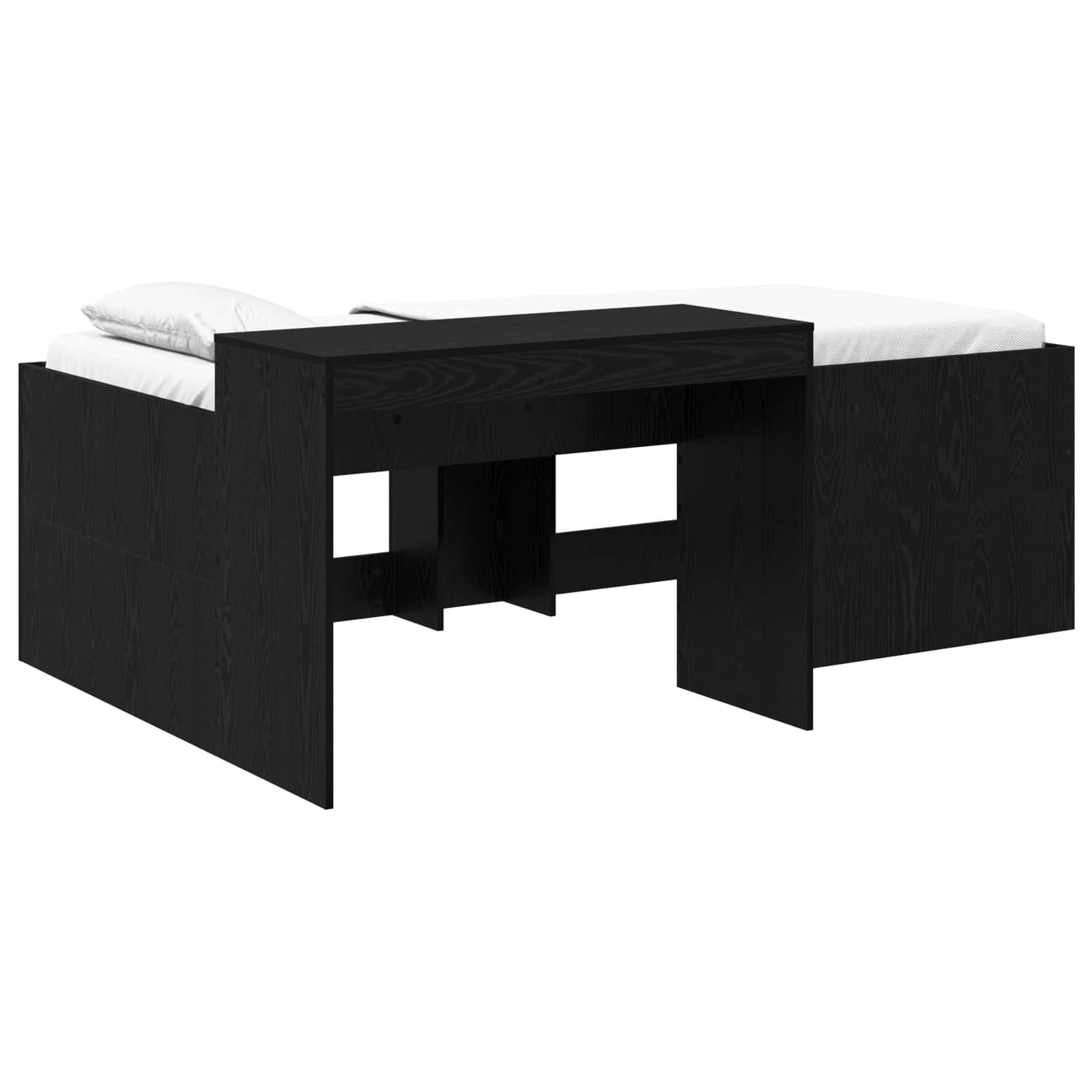 Hoge Bed Frame met Bureau voor Kinderen Zwart 75 x 190 cm – afbeelding 2