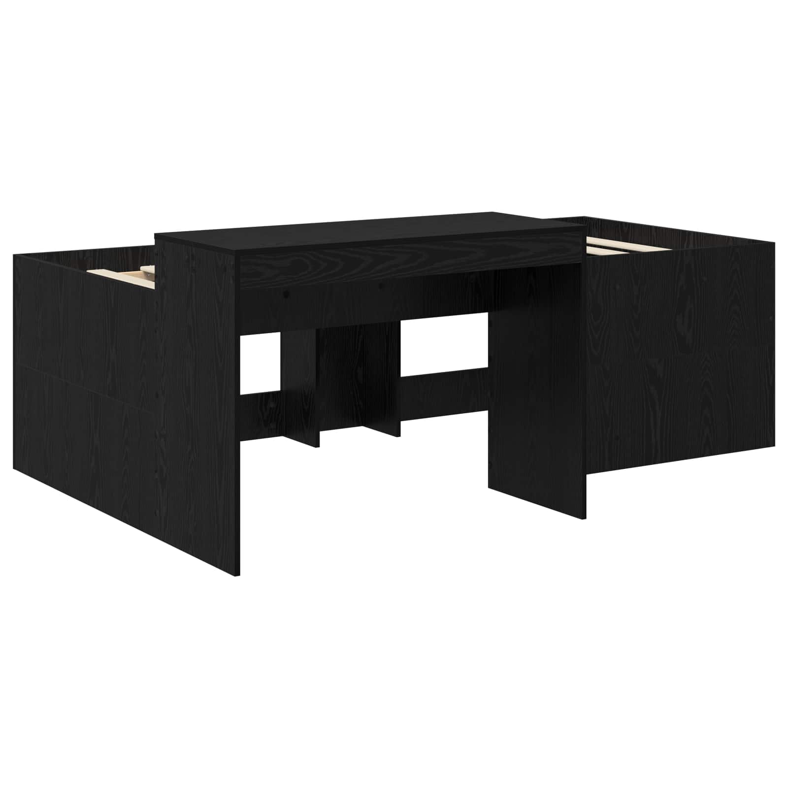 Hoge Bed Frame met Bureau voor Kinderen Zwart 75 x 190 cm – afbeelding 3