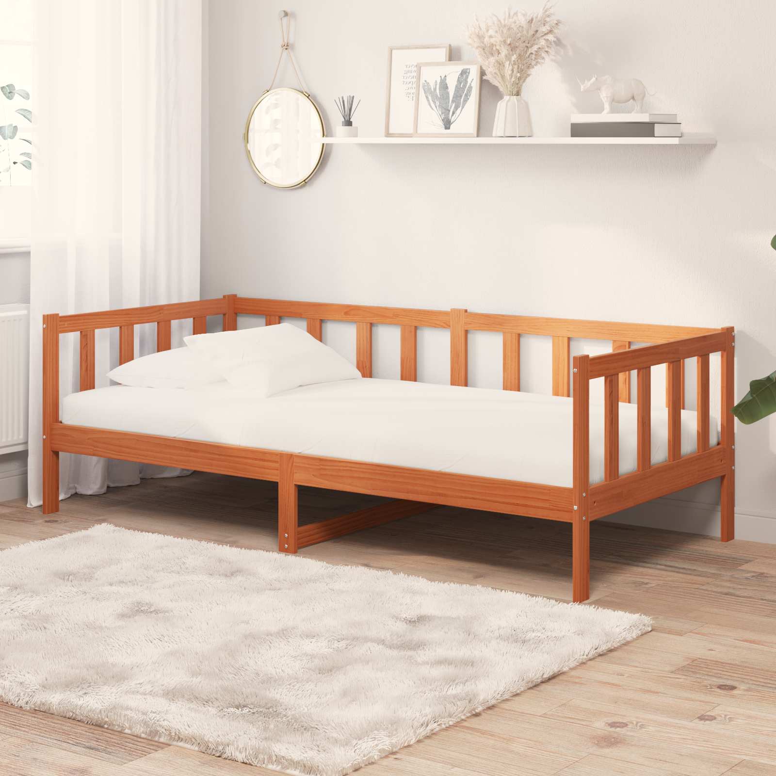 Daybed met matras met hoofdeinde Waxbruin en wit 90 x 200 cm – afbeelding 2