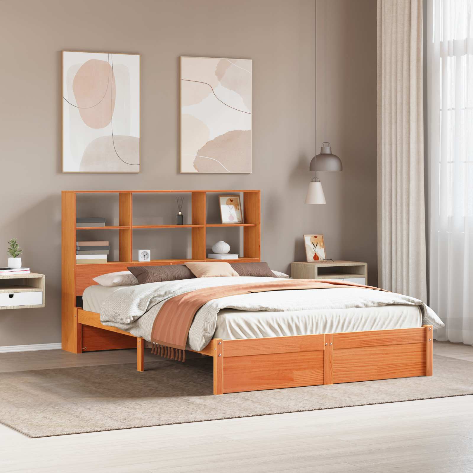Bedframe met opberghoofdeksel Waskleur Bruin 150 x 200 cm – afbeelding 1