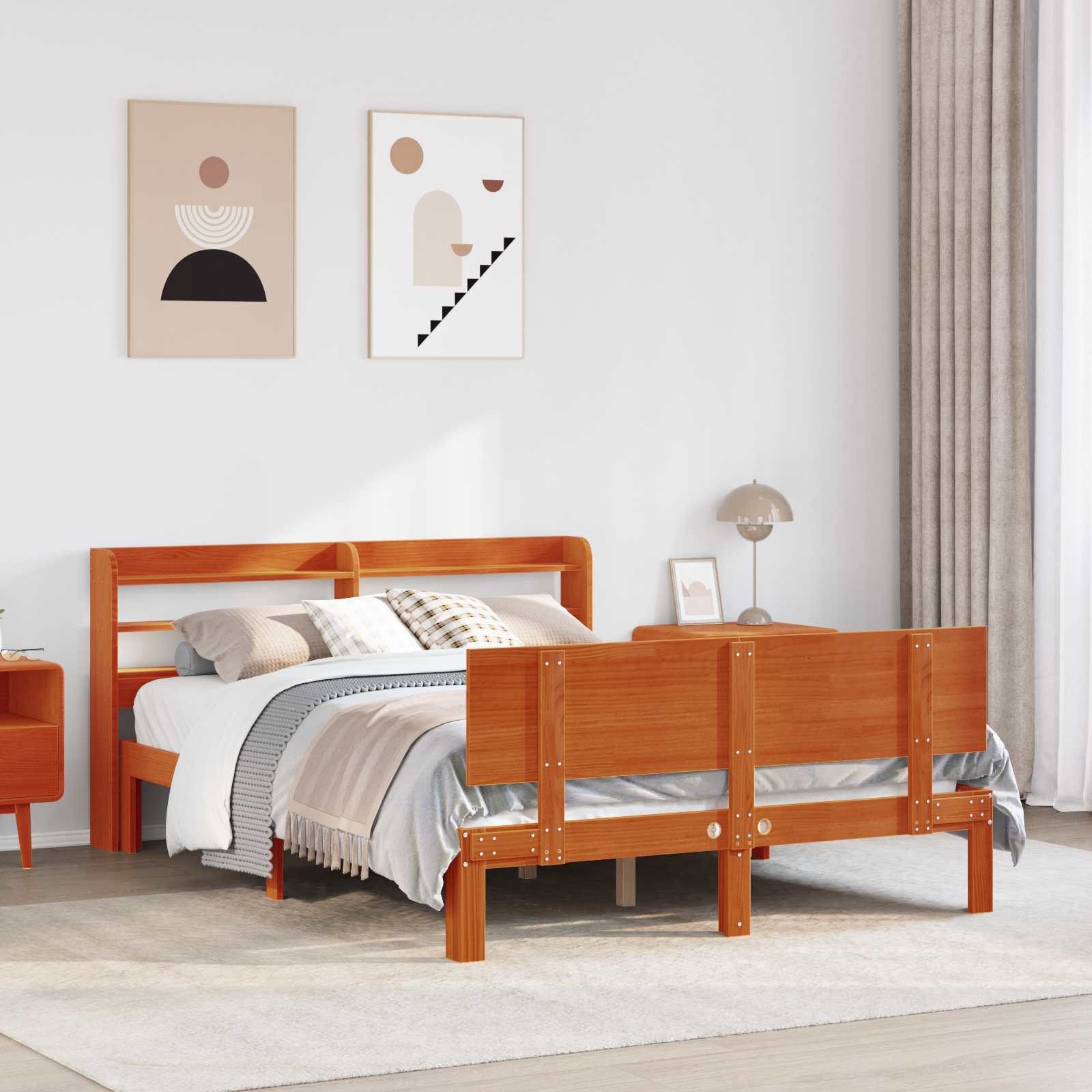 Bedframe met hoofdeinde 2 pcs Wasbruin Massief Vurenhout – afbeelding 1
