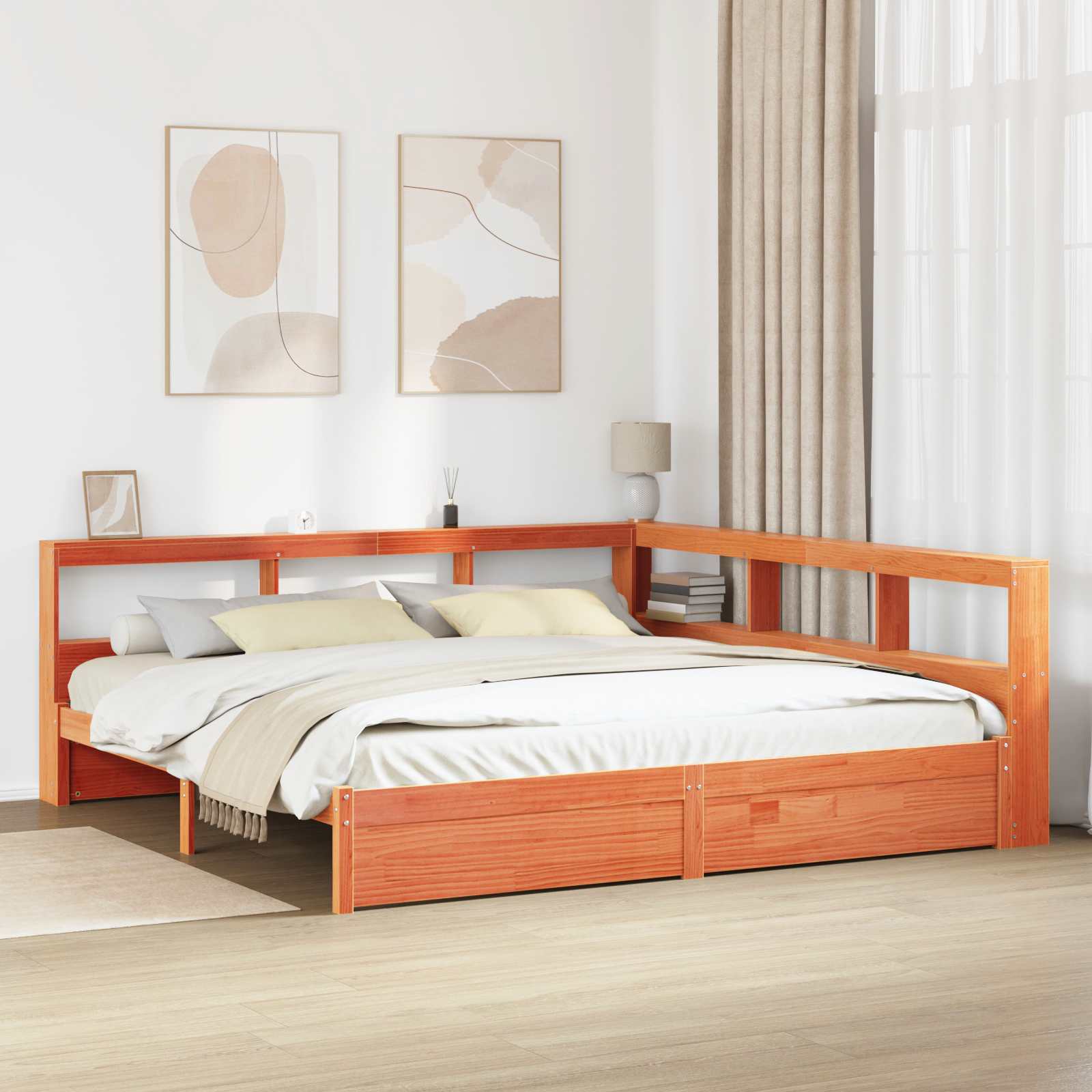 Boekenkast Bed 2 pcs Wasbruin 200 x 200 cm Massief Vurenhout – afbeelding 1