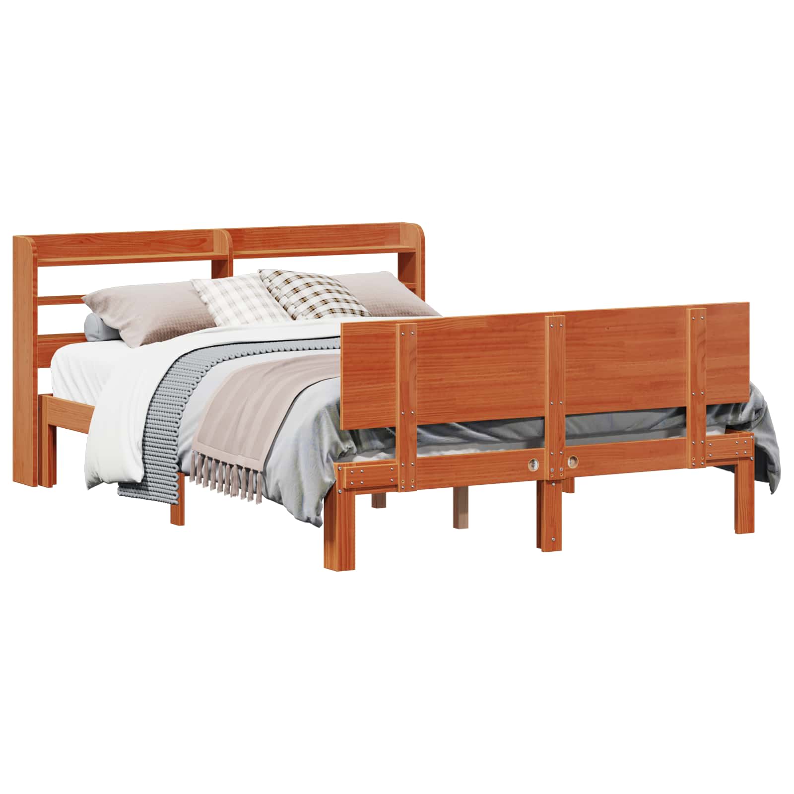 Bedframe met hoofdeinde 2 pcs Wasbruin Massief Vurenhout – afbeelding 2