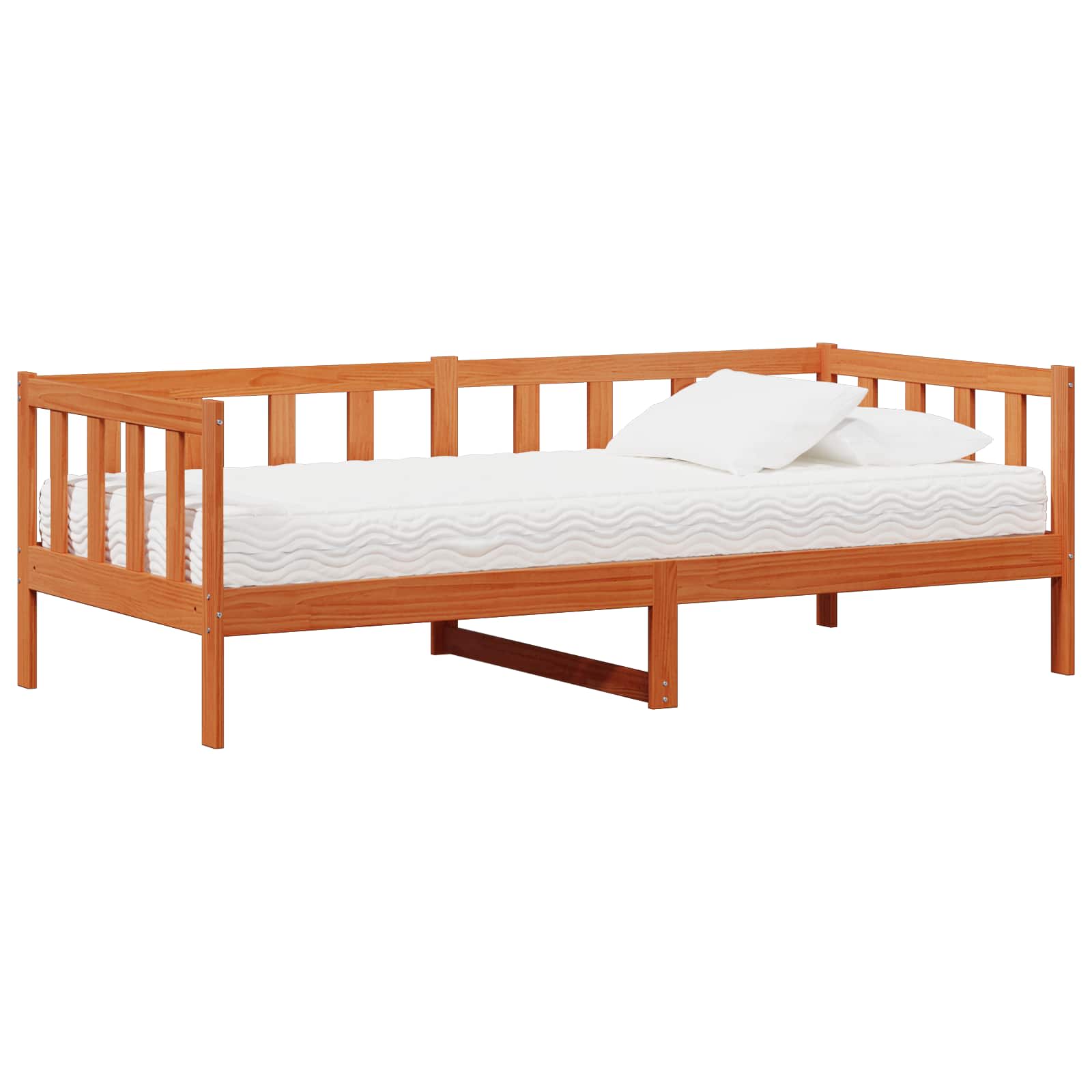 Daybed met matras met hoofdeinde Waxbruin en wit 90 x 200 cm – afbeelding 1