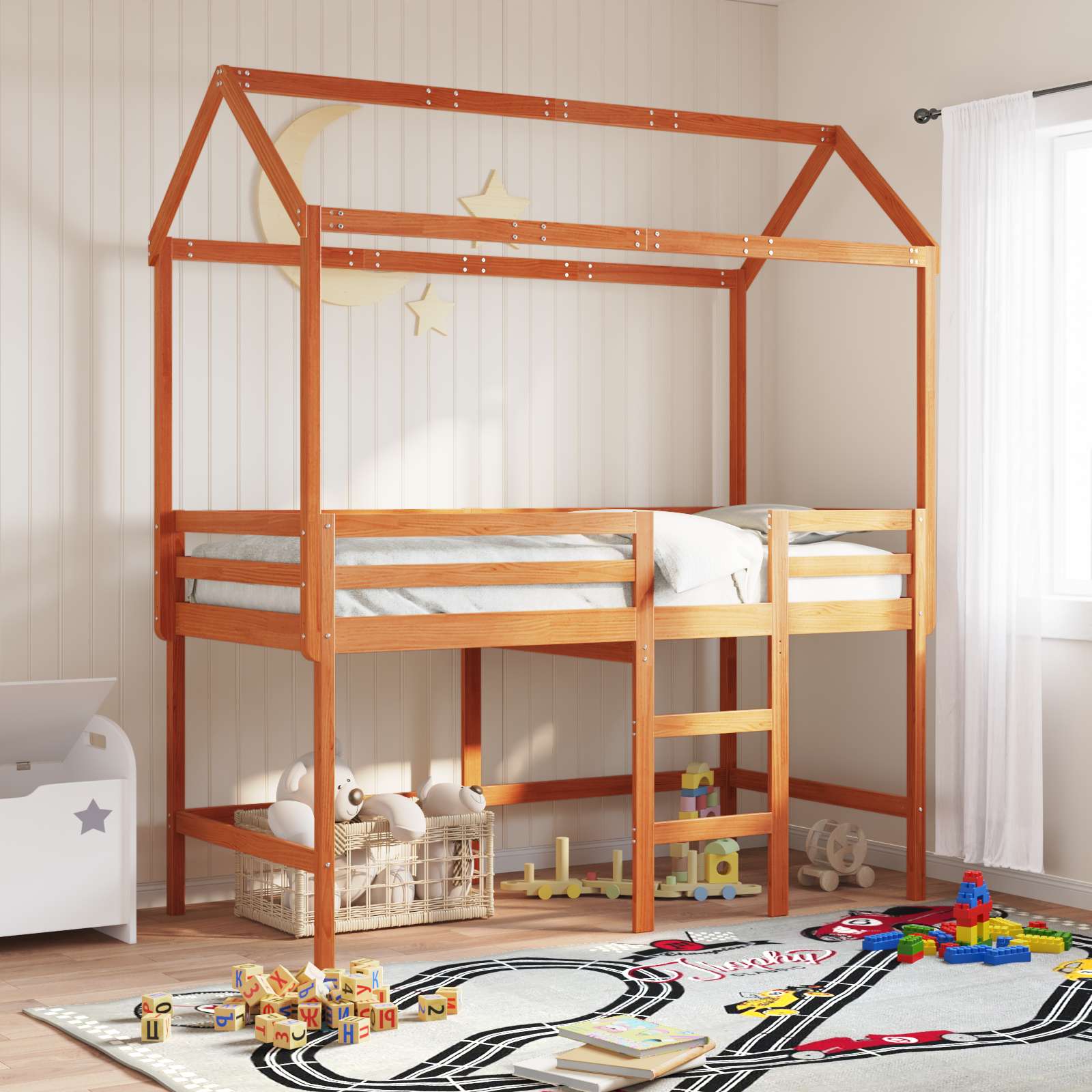 Hoogslaper bedframe Waskleur Bruin 90 x 190 cm – afbeelding 1