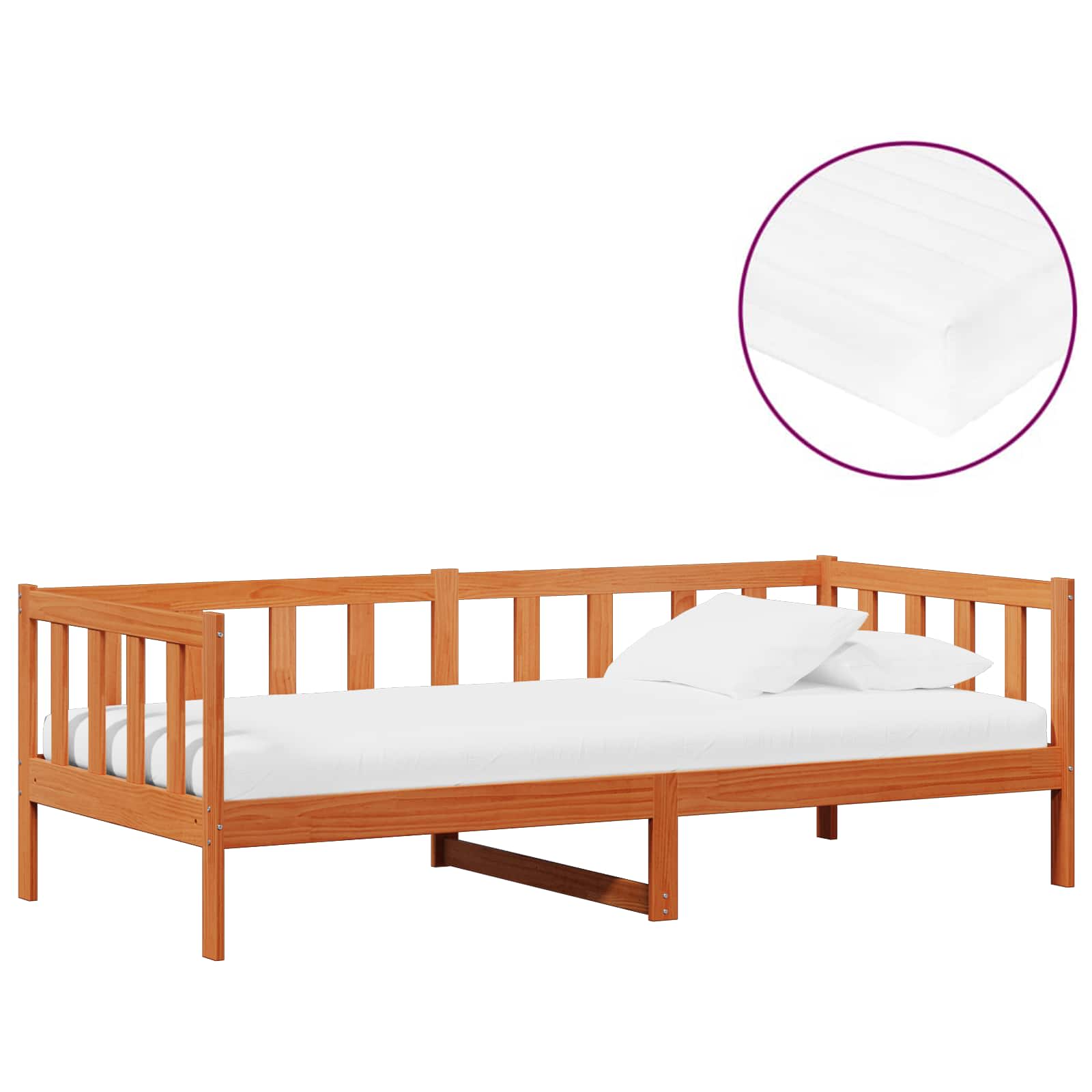 Daybed met matras met hoofdeinde Waxbruin en wit 90 x 200 cm – afbeelding 1