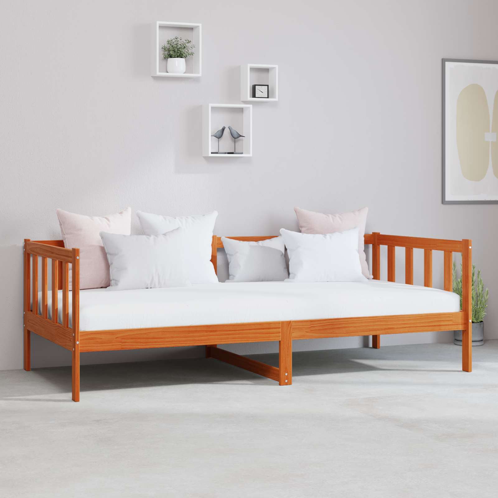 Daybed met matras met hoofdeinde Waxbruin en wit 90 x 200 cm – afbeelding 3