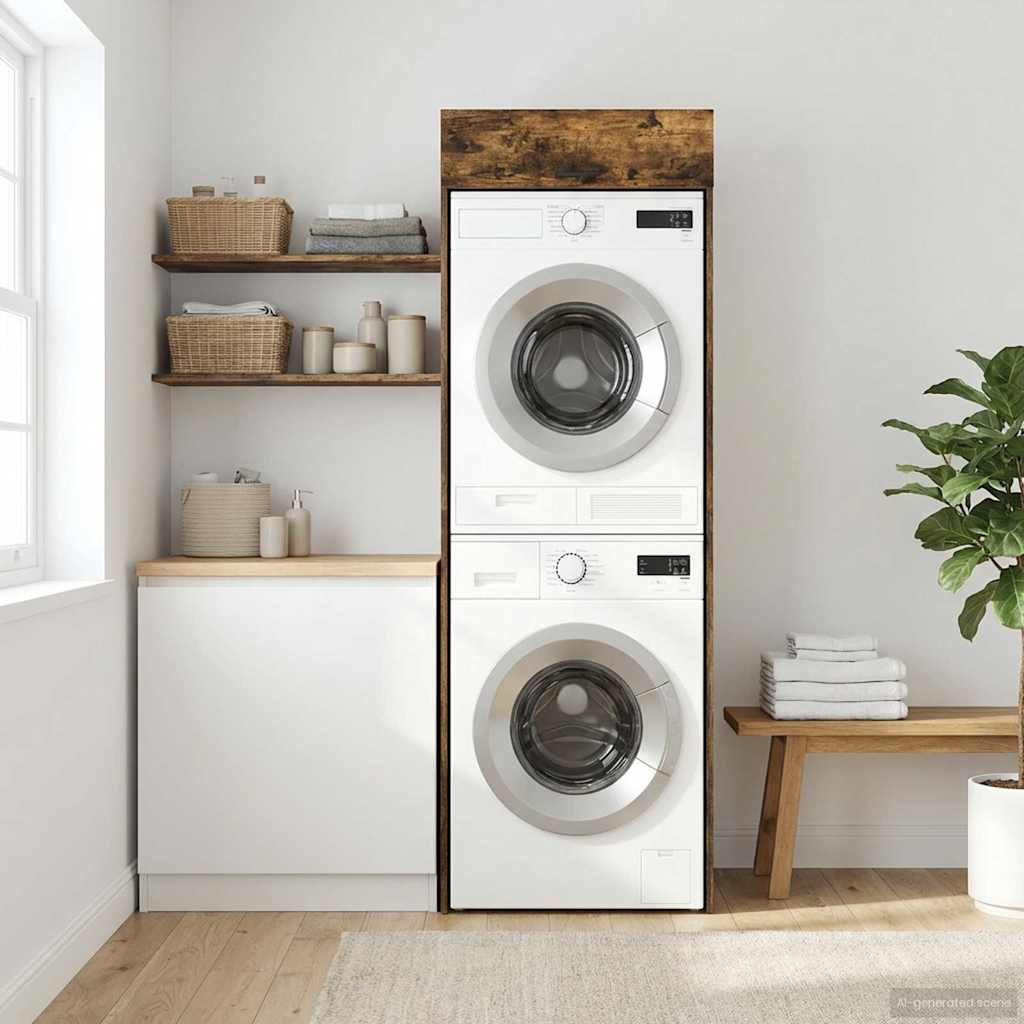 Wasmachinekast Gerookt eiken 67,5 x 68 x 200 cm Bewerkt hout – afbeelding 1