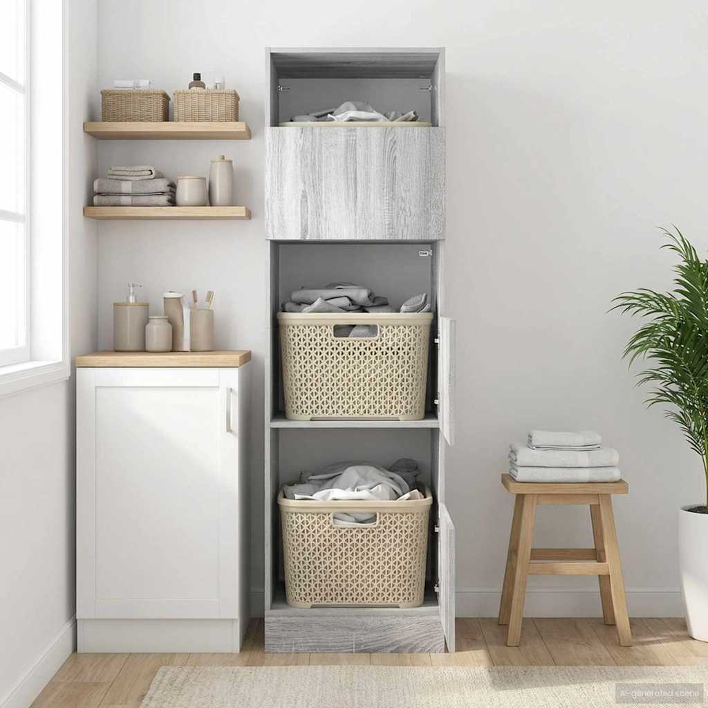 Wasmeubel met opslag Grijs Sonoma 50 x 68 x 162 cm Bewerkt hout – afbeelding 1
