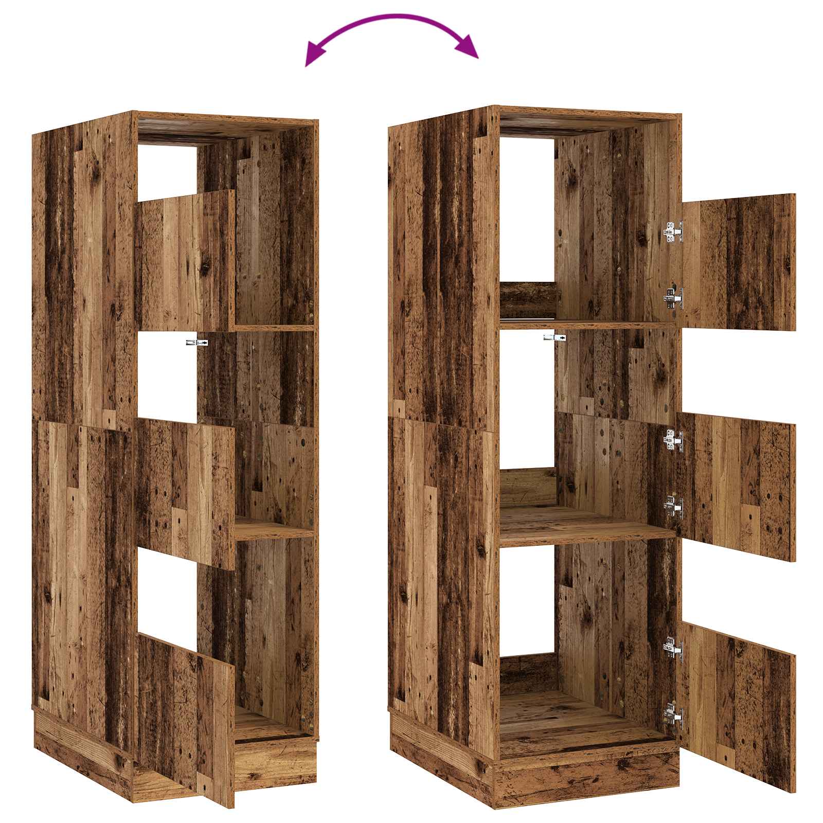 Wasmeubel met opslag met de deur Oudhout Bewerkt hout – afbeelding 10