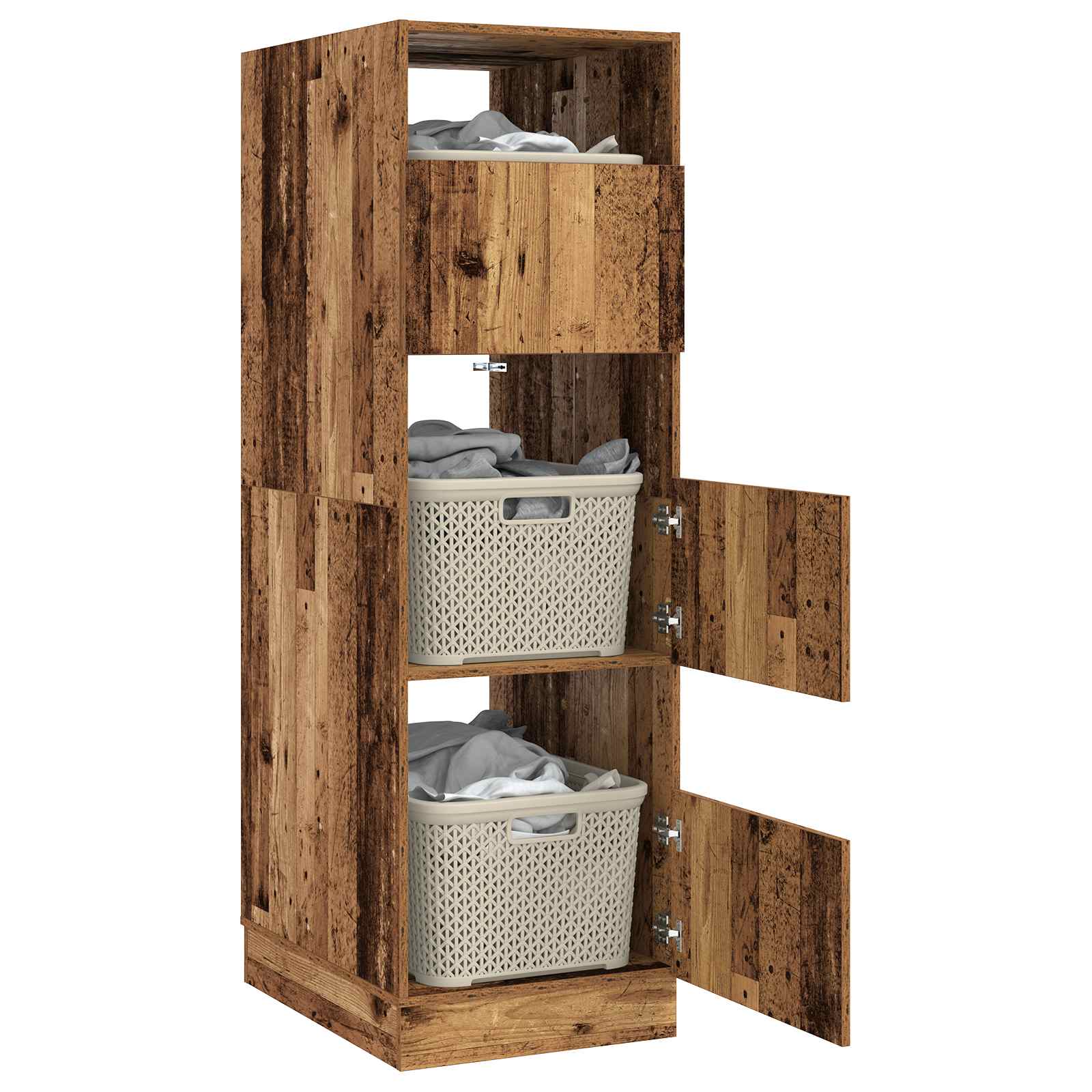 Wasmeubel met opslag met de deur Oudhout Bewerkt hout – afbeelding 3