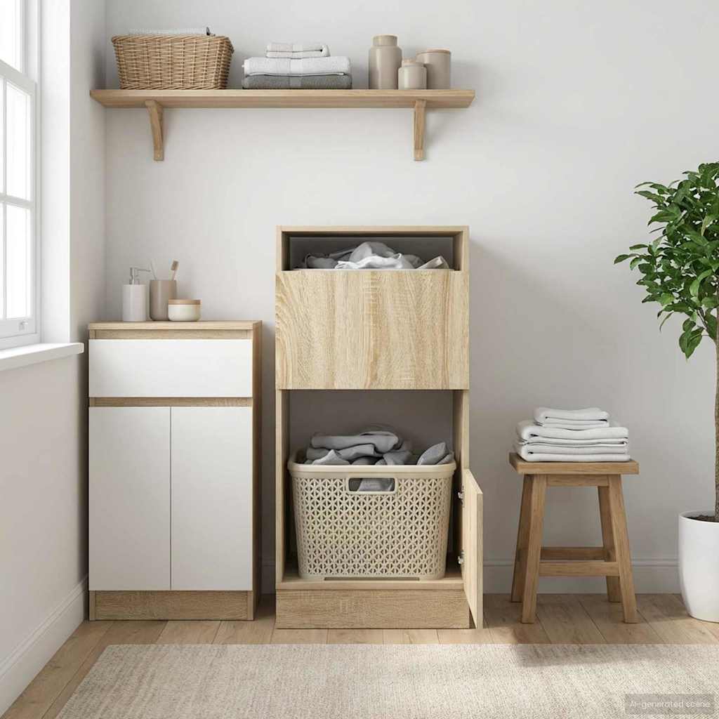 Wasmeubel met opslag Sonoma 50 x 68 x 102 cm Bewerkt hout – afbeelding 1