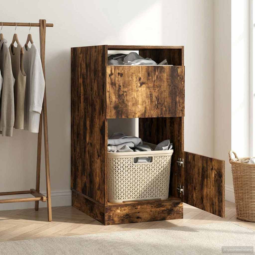 Wasmeubel met opslag met de deur Gerookt eiken Bewerkt hout – afbeelding 1