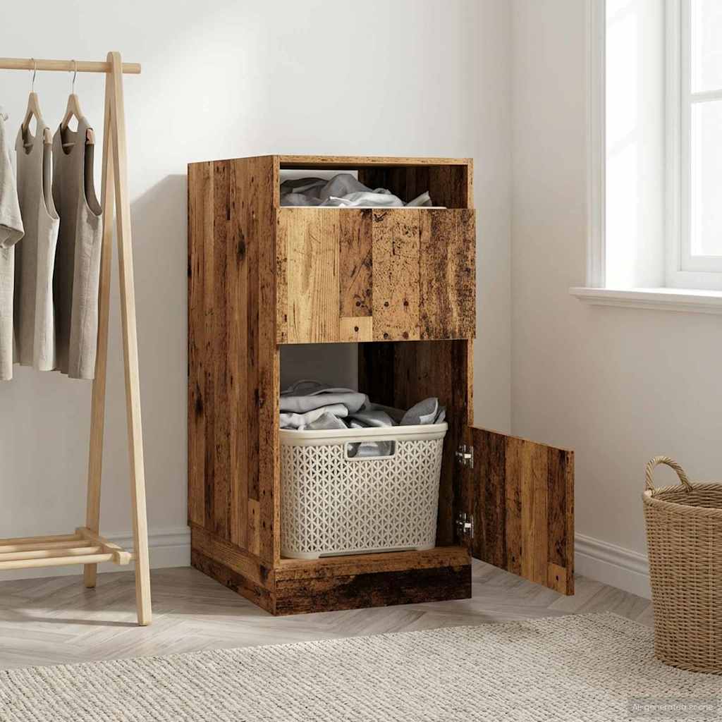 Wasmeubel met opslag Oudhout 50 x 68 x 102 cm Bewerkt hout – afbeelding 1