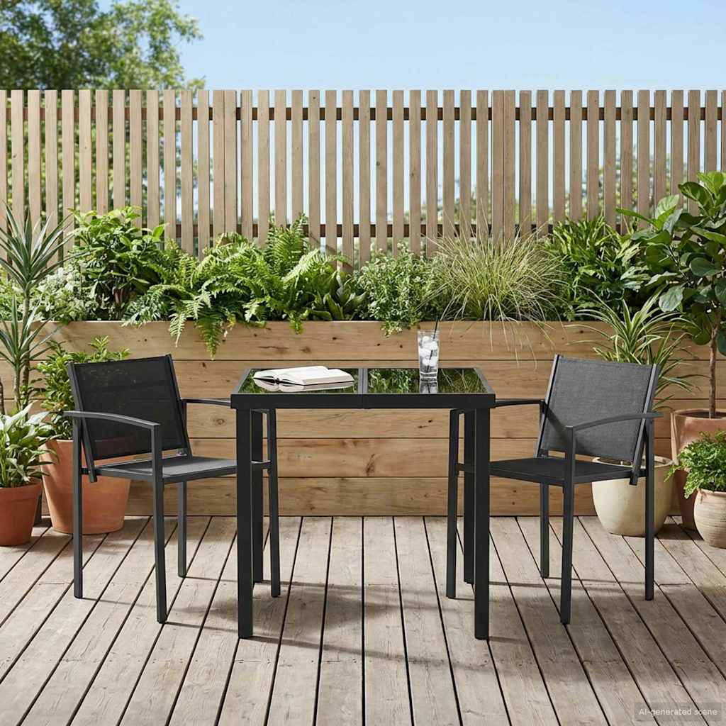 Buitenmeubelset 3 pcs Zwart en Anthraciet 80 x 80 x 73 cm