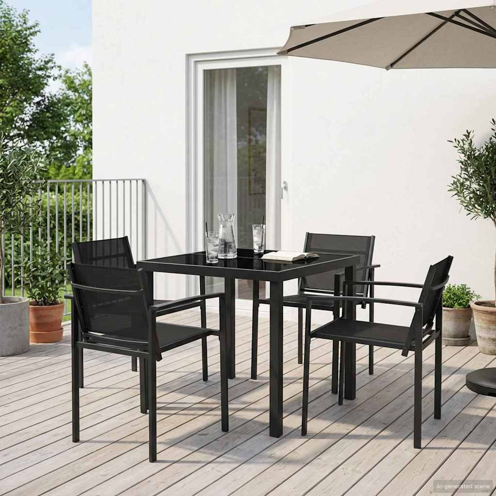 Buitenmeubelset 5 pcs Zwart en Anthraciet 80 x 80 x 73 cm – afbeelding 1