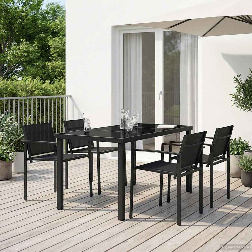 Buitenmeubelset 5 pcs Zwart en Anthraciet 140 x 70 x 73 cm
