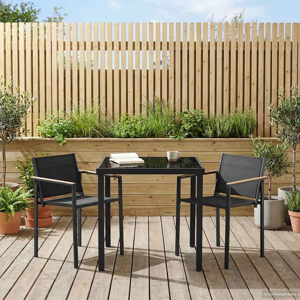 Buitenmeubelset 3 pcs Zwart en Anthraciet 80 x 80 x 73 cm – afbeelding 1