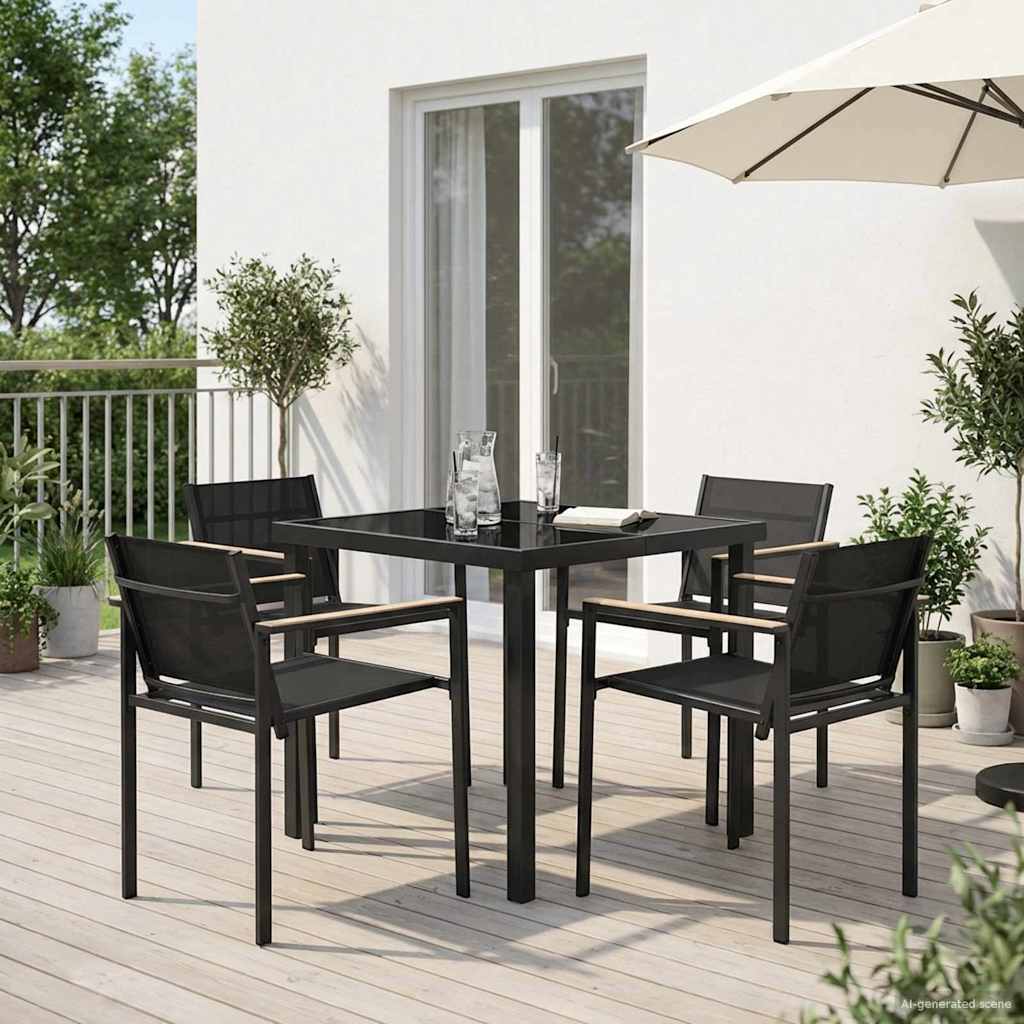 Buitenmeubelset 5 pcs Zwart en Anthraciet 80 x 80 x 73 cm – afbeelding 1
