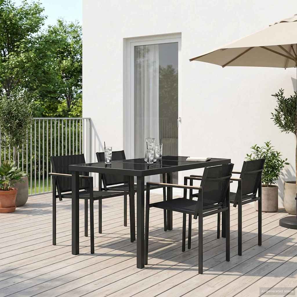 Buitenmeubelset 5 pcs Zwart en Anthraciet 140 x 70 x 73 cm