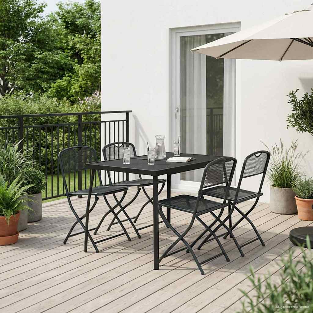 Buitenmeubelset 5 pcs Antracietkleurig Ijzer en Staal – afbeelding 1