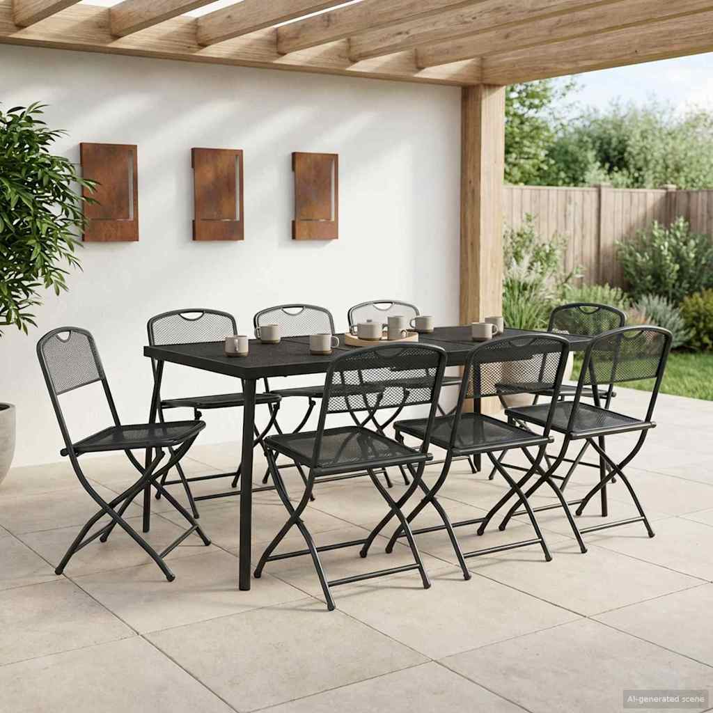 Buitenmeubelset 7 pcs Antracietkleurig Ijzer en Staal – afbeelding 1