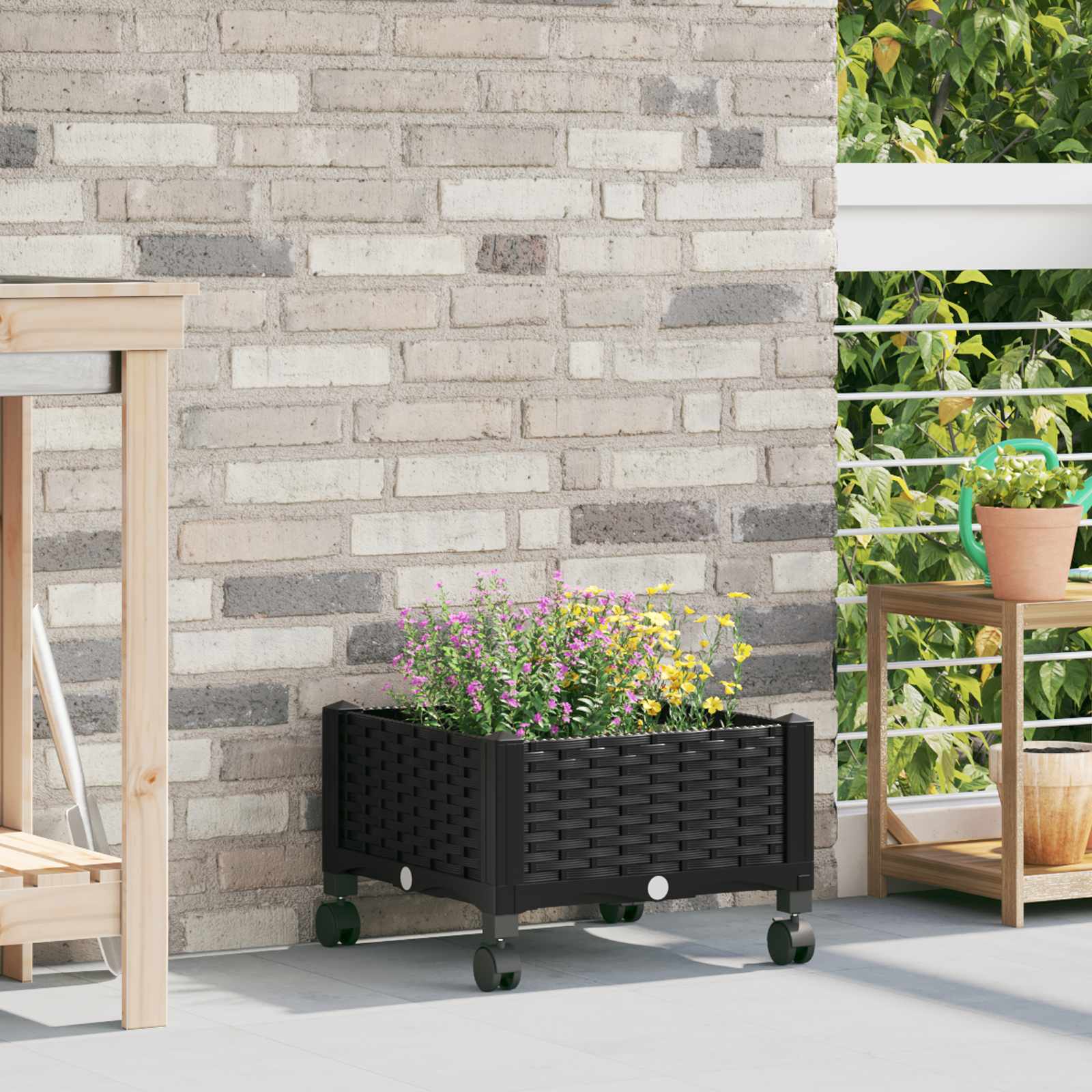 Tuinschaal met wielen Zwart 40 x 40 x 29 cm PP – afbeelding 1