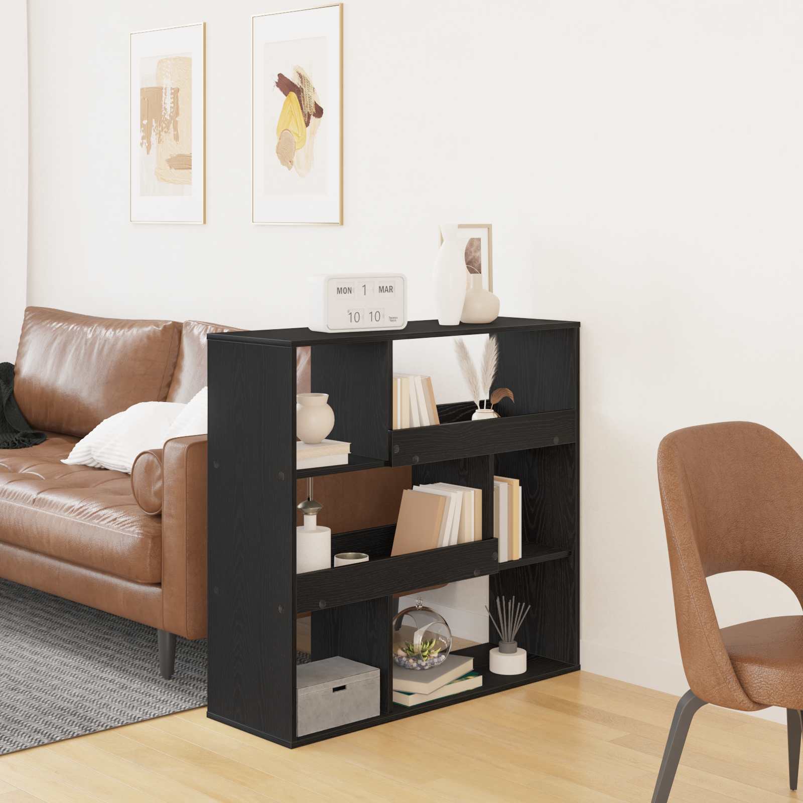 Boekenplank Zwart Eiken 100 x 33 x 94,5 cm Bewerkt hout – afbeelding 1