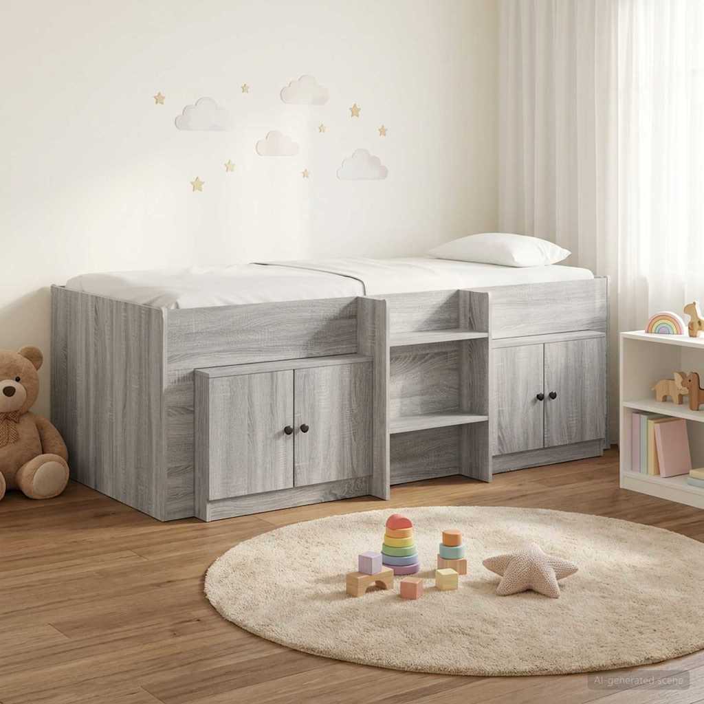Loftbed frame met kast 3 st Grijs Sonoma Bewerkt hout – afbeelding 1