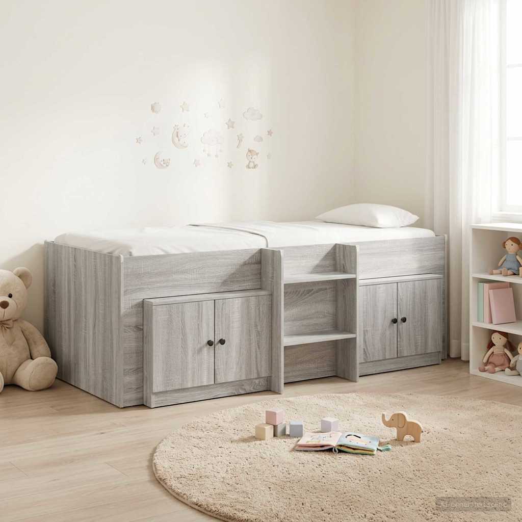 Loft Bed Frame met Kast 3 st Grijs Sonoma Bewerkt hout – afbeelding 1