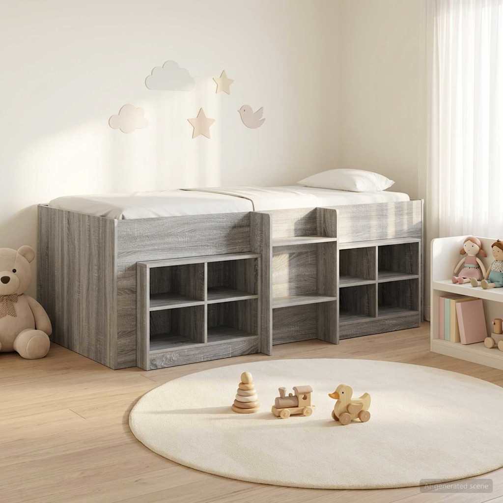 Loft Bed Frame met Kast 3 st Grijs Sonoma Bewerkt hout – afbeelding 1
