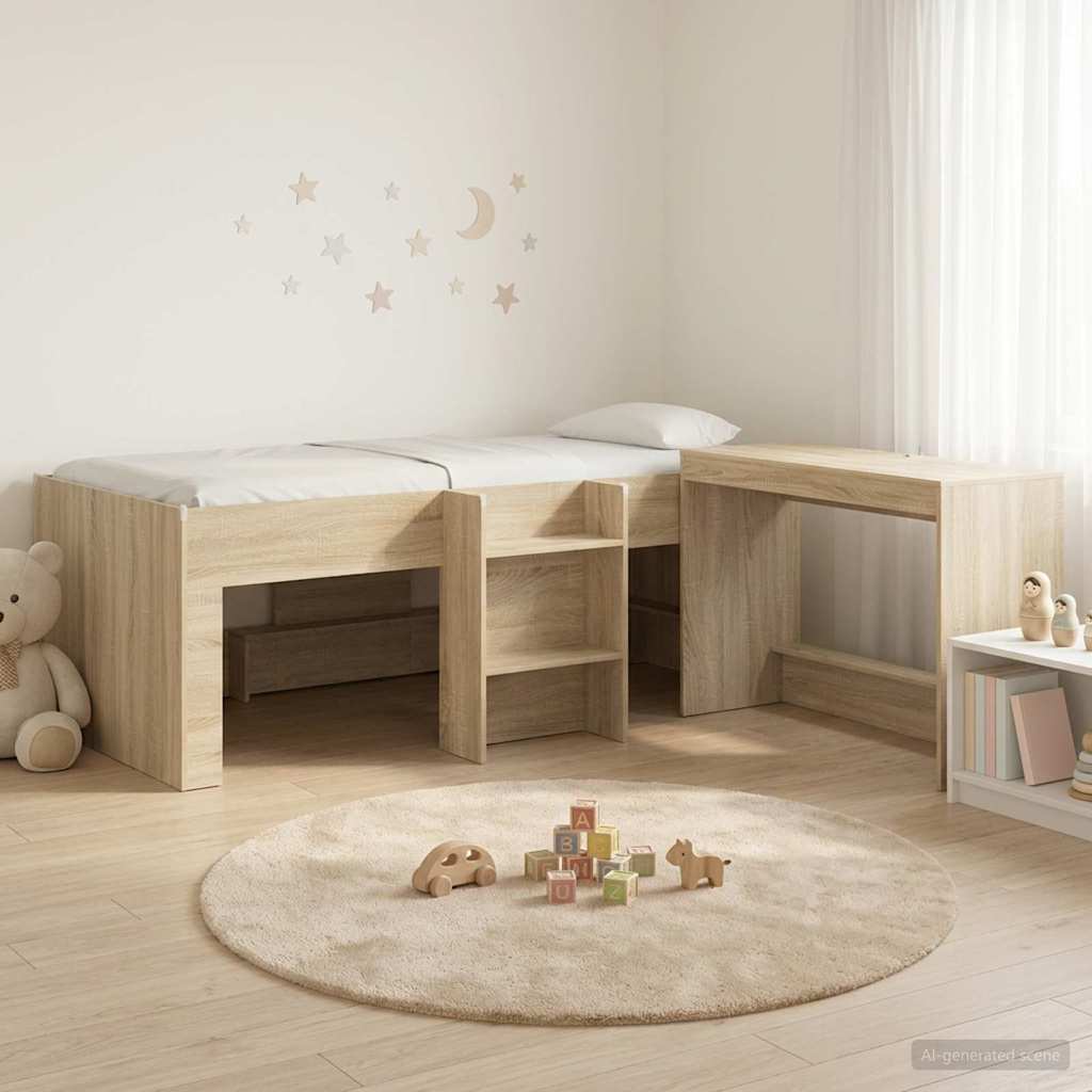 Bedframe met Bureau 2 st Sonoma Eiken Bewerkt hout – afbeelding 1