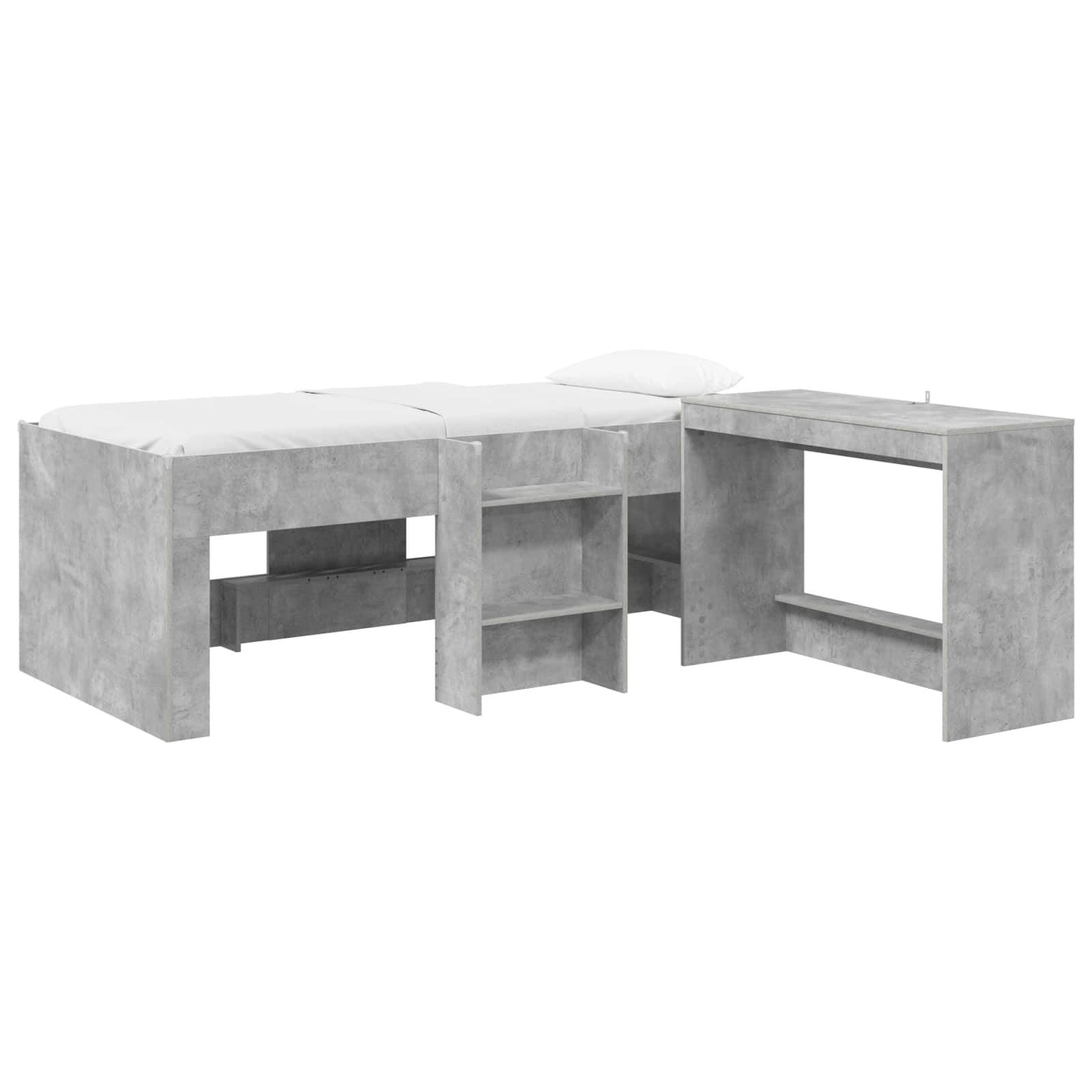 Hoge Bed Frame met Bureau voor Kinderen Betongrijs 75 x 190 cm – afbeelding 2