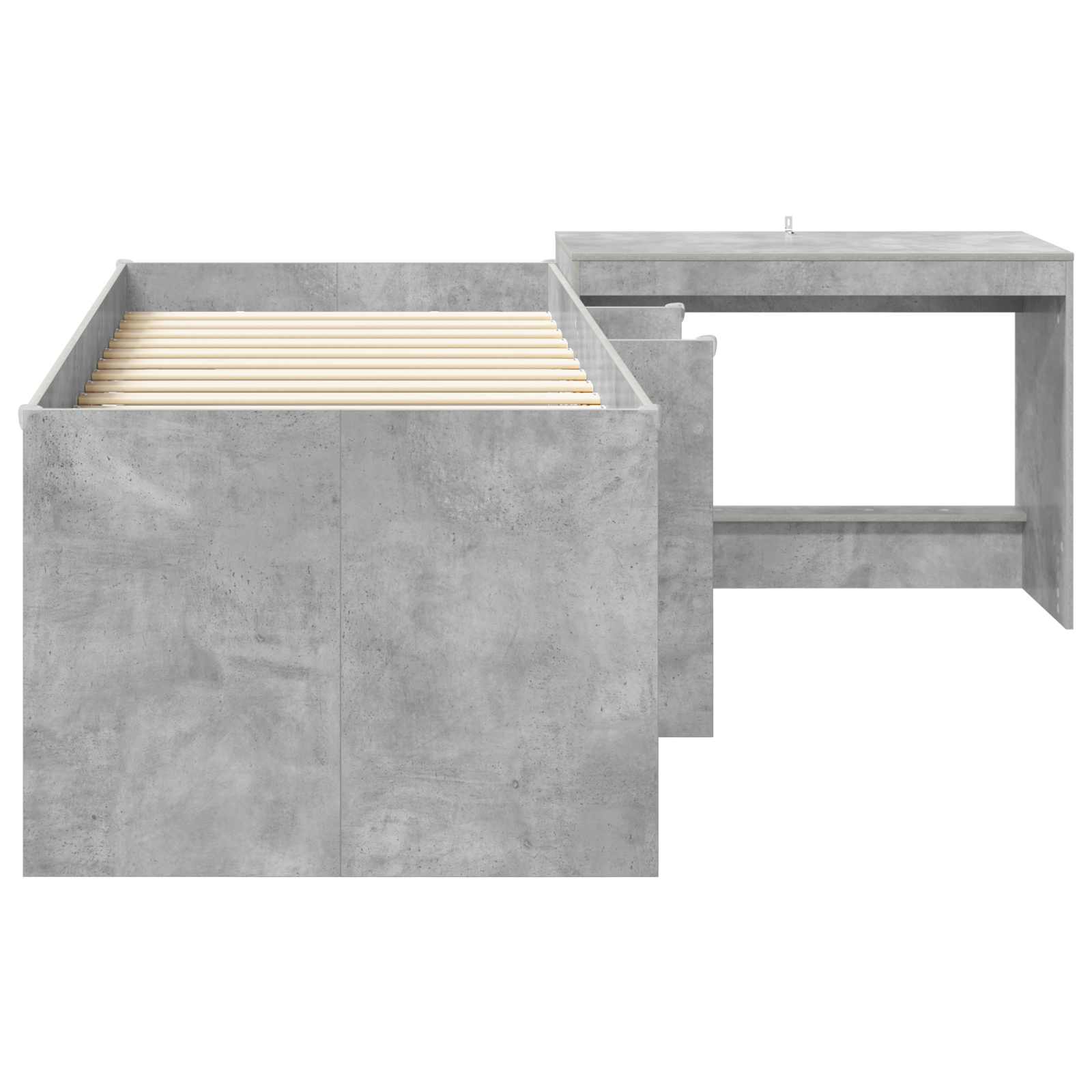 Hoge Bed Frame met Bureau voor Kinderen Betongrijs 75 x 190 cm – afbeelding 4