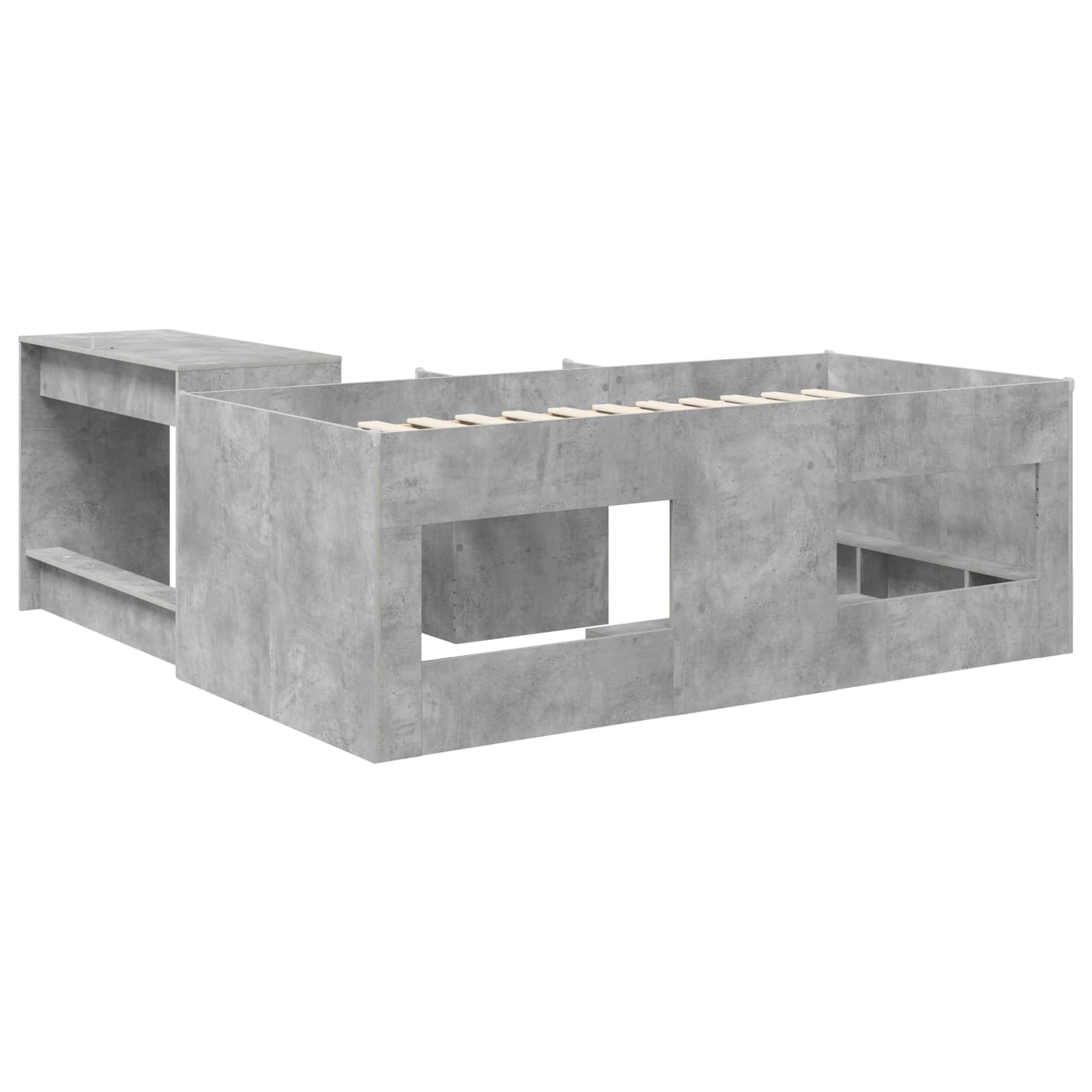 Hoge Bed Frame met Bureau voor Kinderen Betongrijs 75 x 190 cm – afbeelding 5