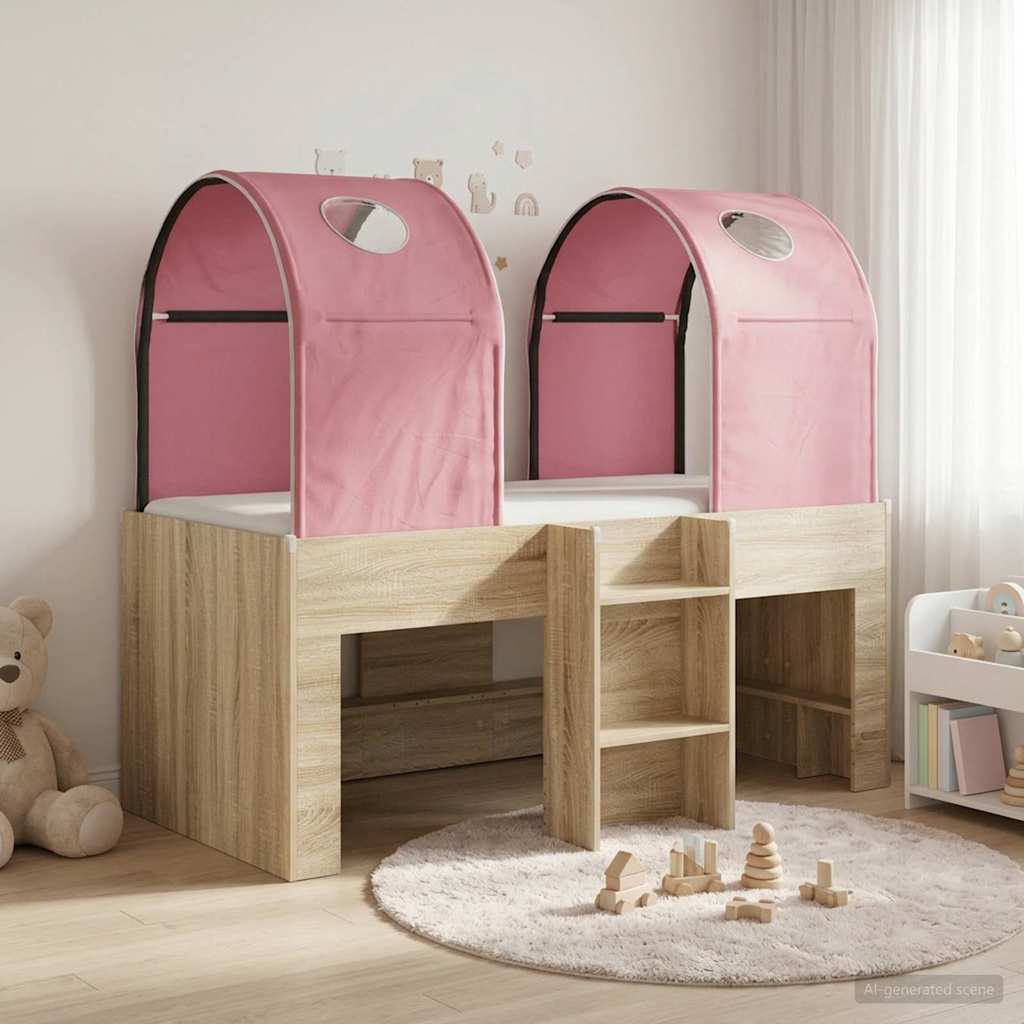 Bed met Tunnel 3 st Sonoma en Roze Bewerkt hout – afbeelding 1