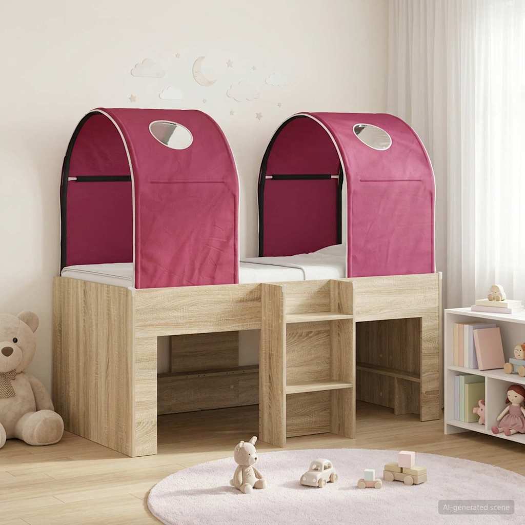 Bed met Tunnel 3 st Sonoma en Rood Bewerkt hout – afbeelding 1
