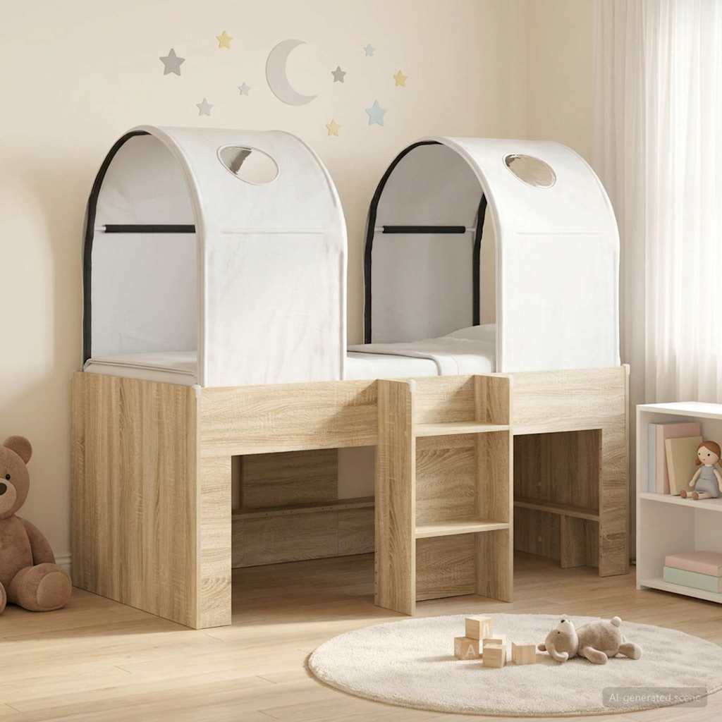 Bed met Tunnel 3 st Sonoma en Wit Bewerkt hout – afbeelding 1