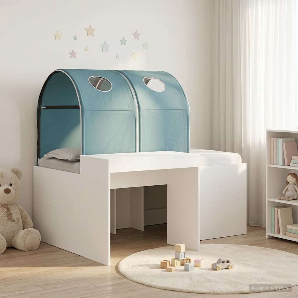 Bed met Tunnel 3 st Artisian Eik en Lichtblauw Bewerkt hout – afbeelding 1