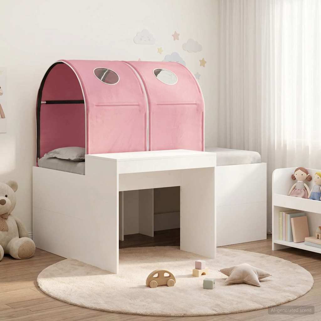 Bed met Tunnel 3 st Artisian Eik en Roze Bewerkt hout – afbeelding 1