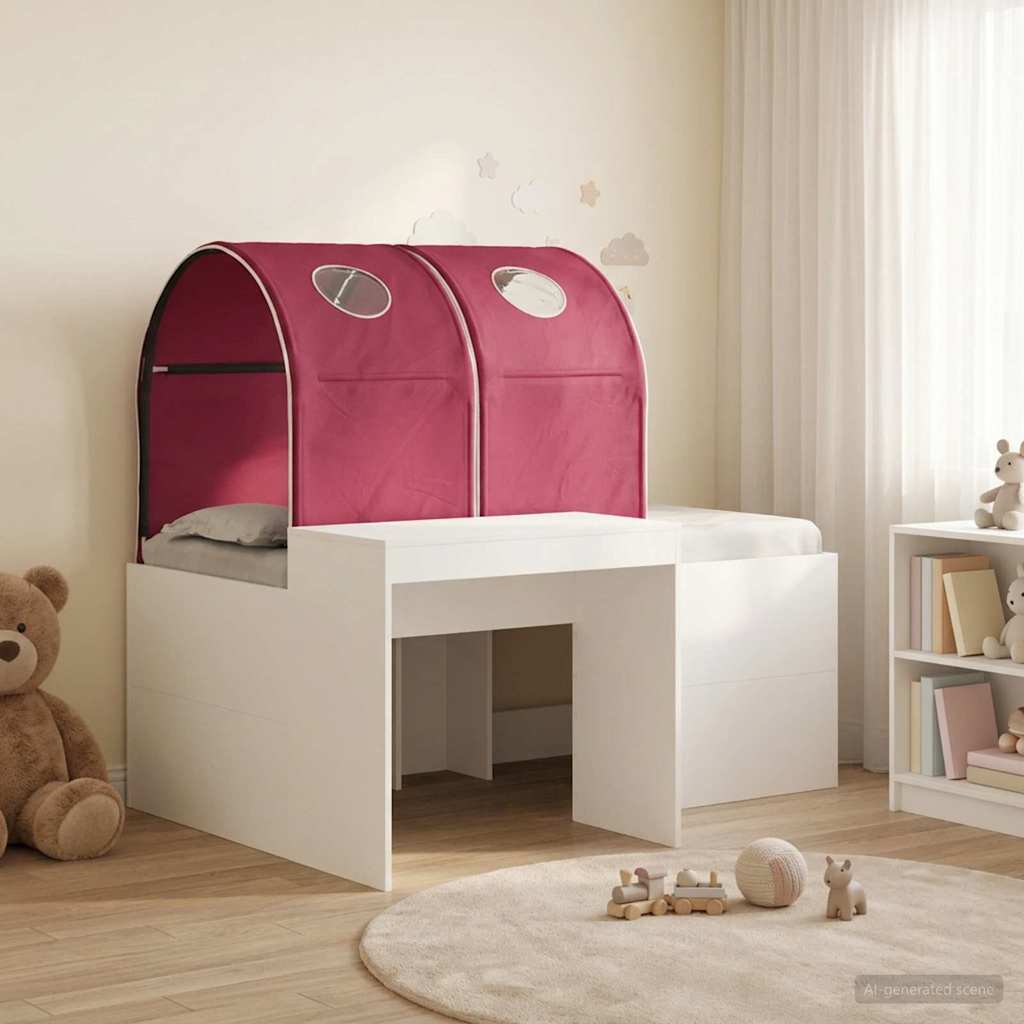 Bed met Tunnel 3 st Artisian Eik en Rood Bewerkt hout – afbeelding 1