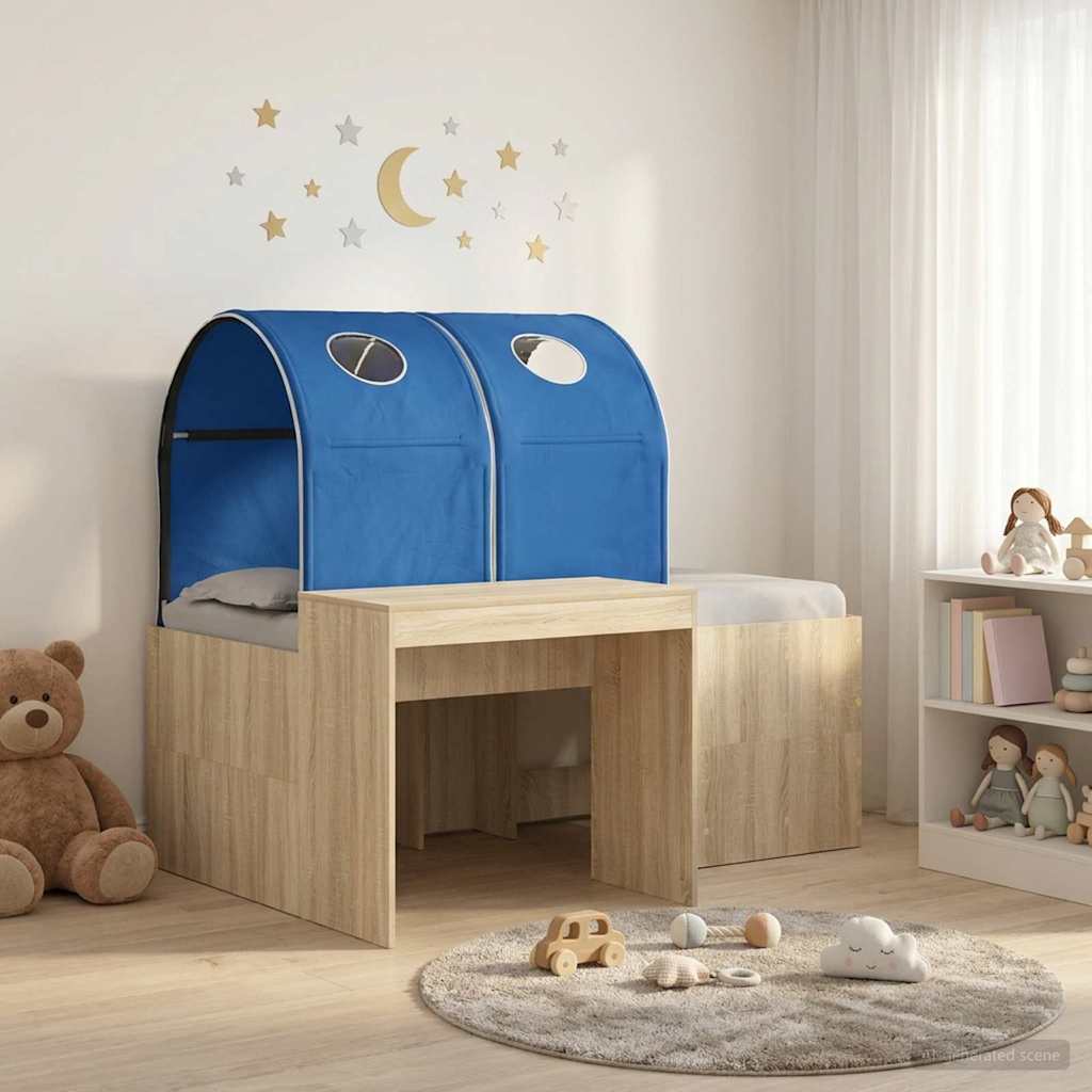 Bed met Tunnel 3 st Artisian Eik en Blauw Bewerkt hout – afbeelding 1