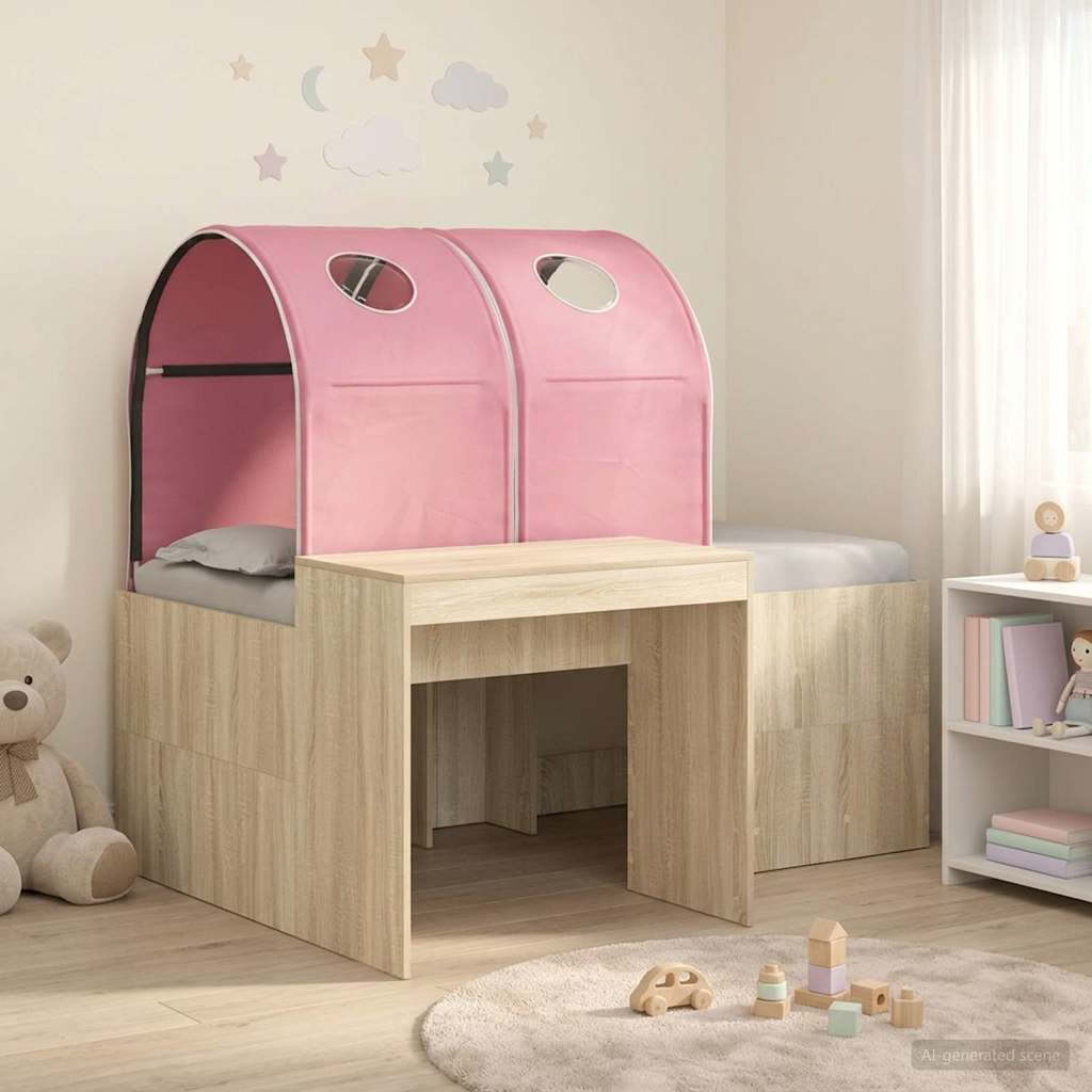 Bed met Tunnel 3 st Artisian Eik en Roze Bewerkt hout – afbeelding 1
