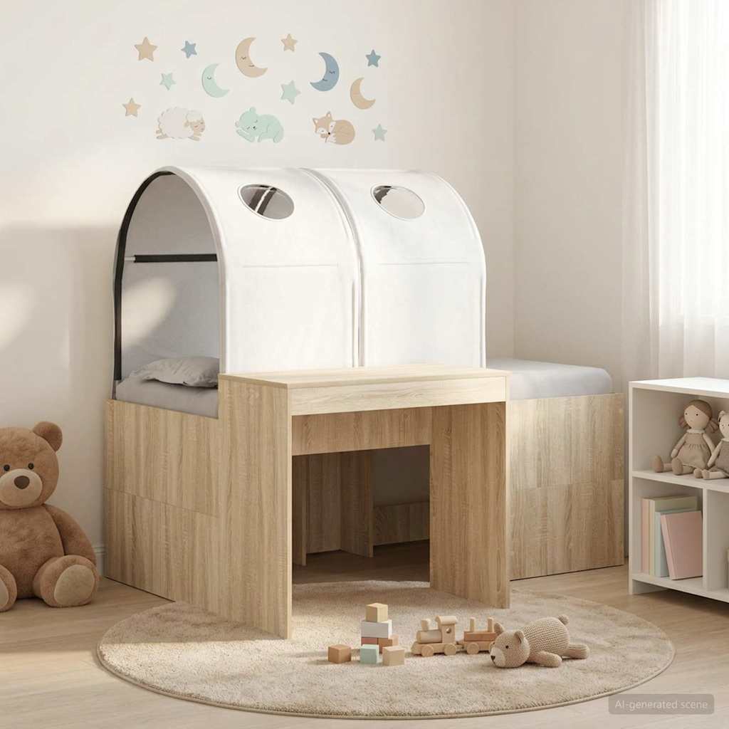 Bed met Tunnel 3 st Artisian Eik en Wit Bewerkt hout – afbeelding 1