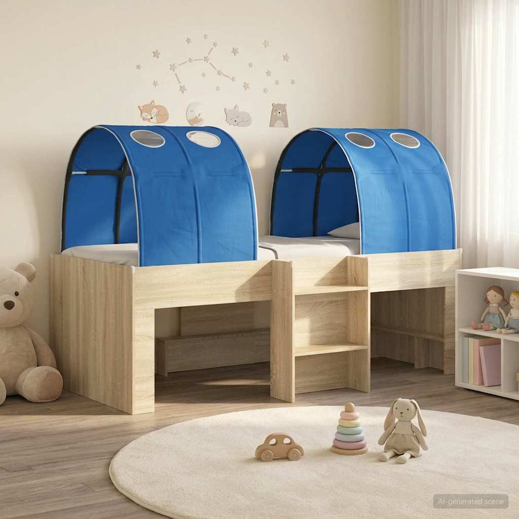 Bed met Tunnel 4 pcs Sonoma eiken en blauw Bewerkt hout – afbeelding 1