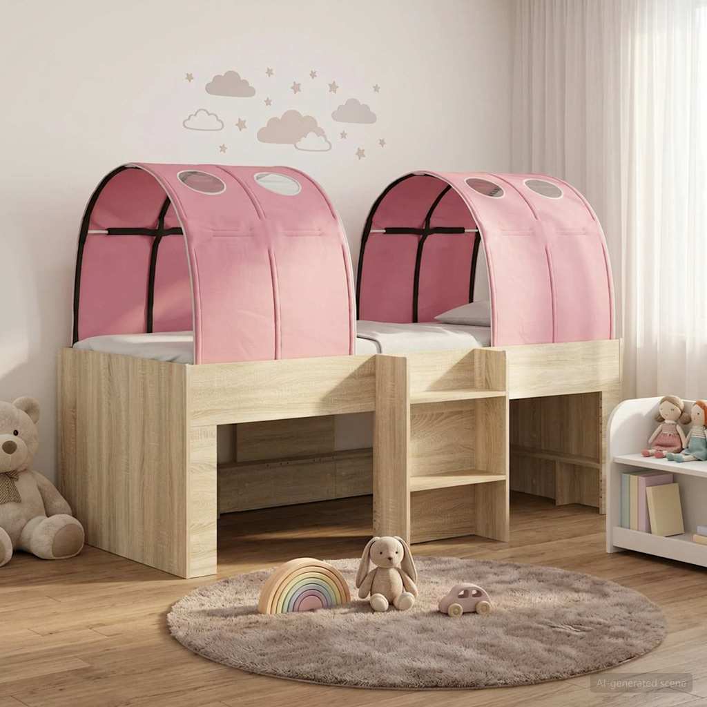 Bed met Tunnel 3 st Sonoma eiken en roze Bewerkt hout – afbeelding 1