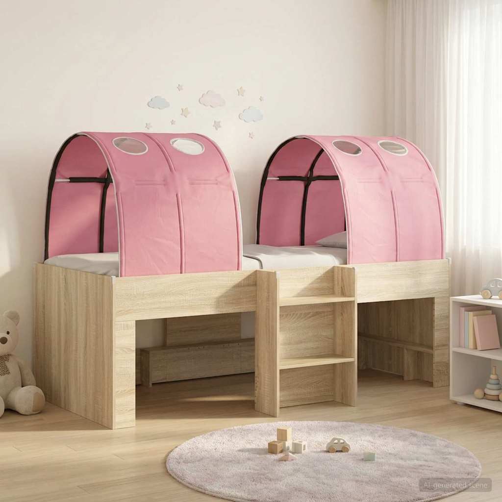 Bed met Tunnel 3 st Sonoma eiken en roze Bewerkt hout – afbeelding 1