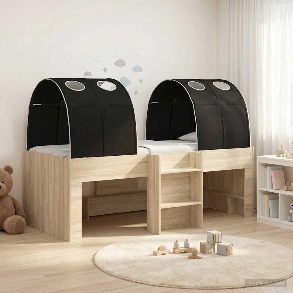 Bed met Tunnel 3 st Sonoma Eiken en Zwart Bewerkt hout – afbeelding 1