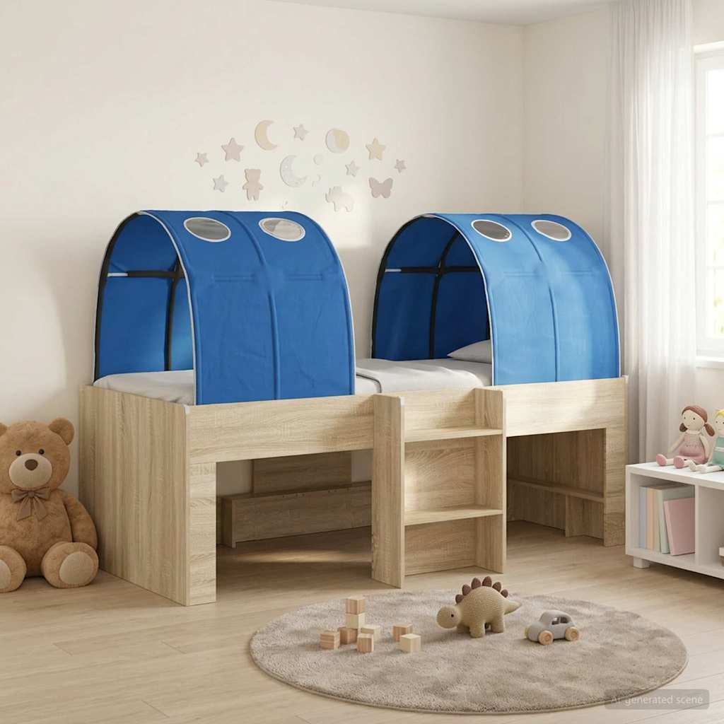 Bed met Tunnel 3 st Sonoma eiken en blauw Bewerkt hout – afbeelding 1
