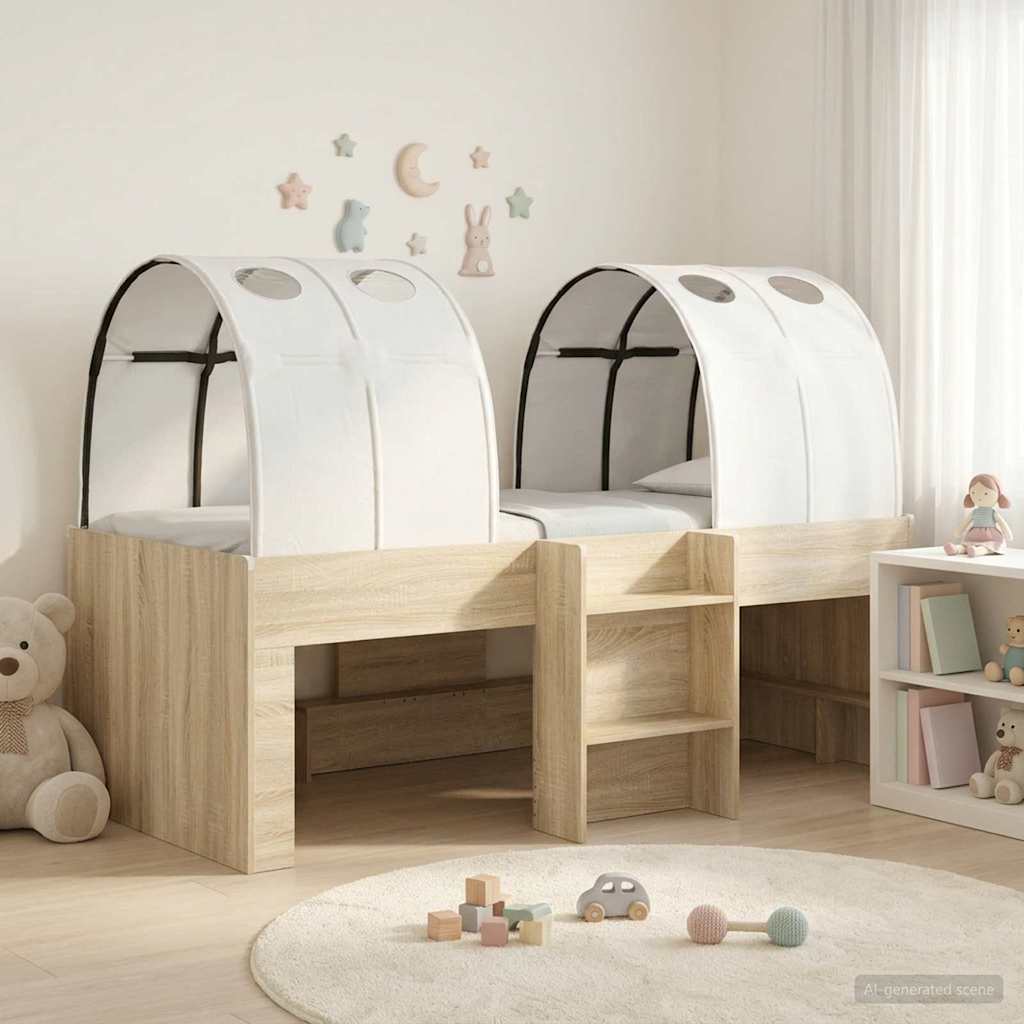 Bed met Tunnel 3 st Sonoma eiken en wit Bewerkt hout – afbeelding 1